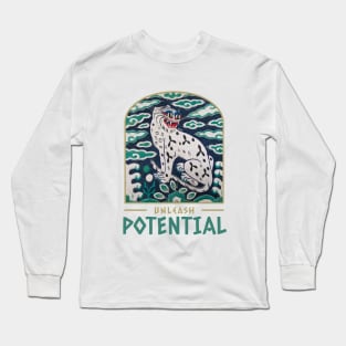 white tiger lover gift, Korea traditional embroidery art style, positive quote for enthusiasts of South Korean Culture Long Sleeve T-Shirt